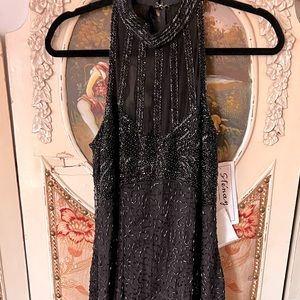 Black Beaded 80s Yonkers Prom/Evening Dress